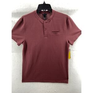 NWT Zella Shirt Mens Small Red Henley‎ Casual Fitness Top Waffle Knit $49